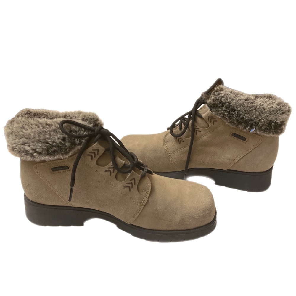 Sporto Taupe Suede Faux Fur Womens Ankle Boots SZ 8.5